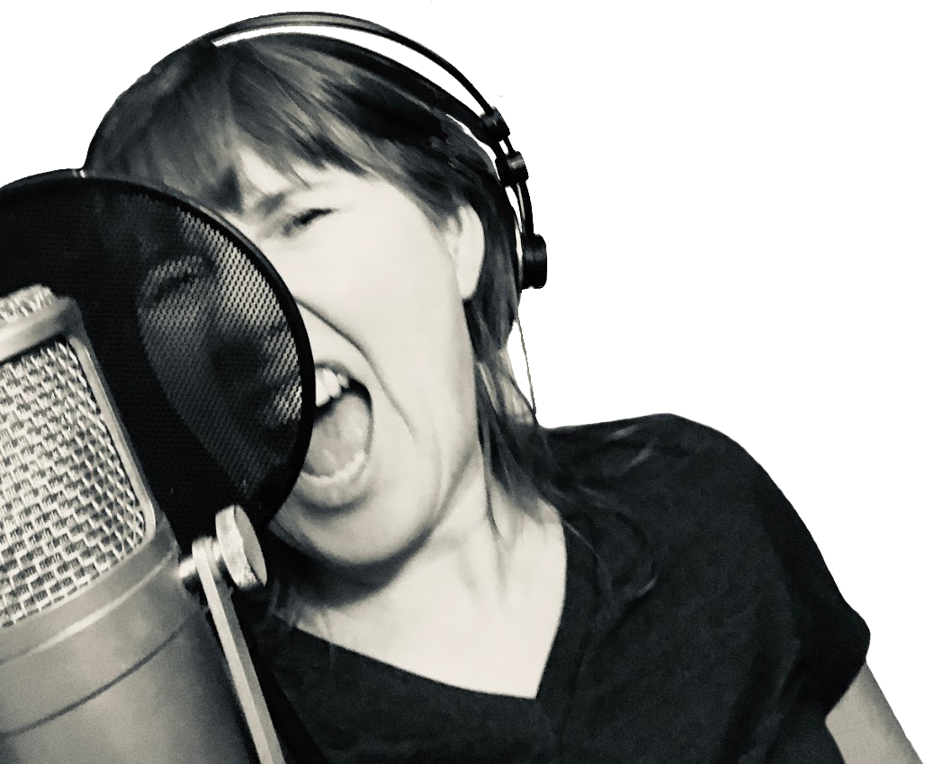 Lisa Blackledge singing into a mic